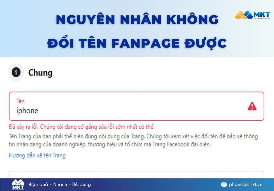 Tại sao không đổi tên fanpage được