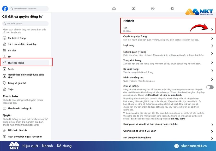 Tại sao không đổi tên fanpage được