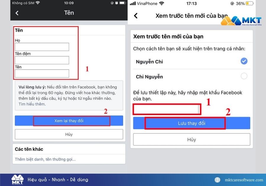 vì sao không đổi tên Facebook được
