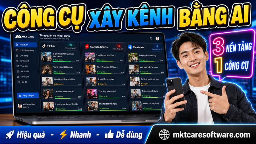 phần mềm công cụ xây kênh bằng AI đa nền tảng 2026