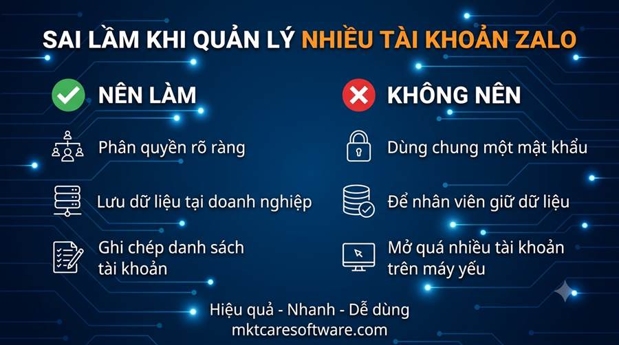 sai lầm khi quản lý nhiều tài khoản zalo 2026
